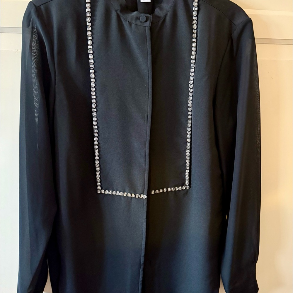 3.1 Phillip Lim Target  Black Women's Blouse with Embellished Trim NWT